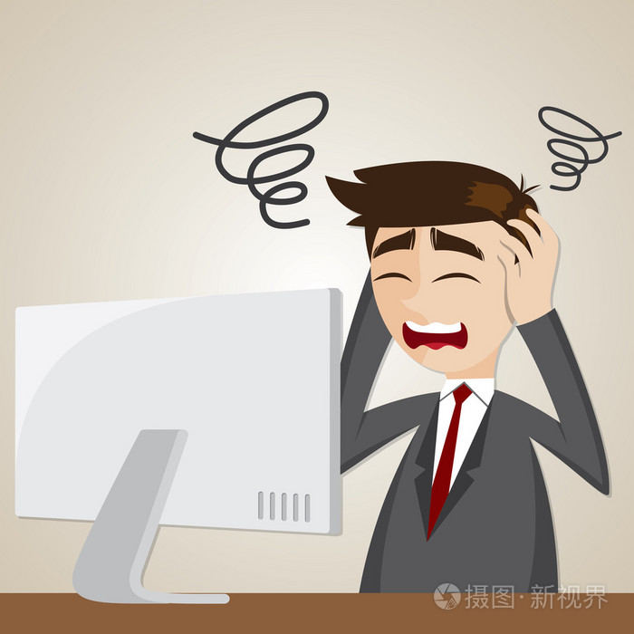 卡通混乱商人与计算机