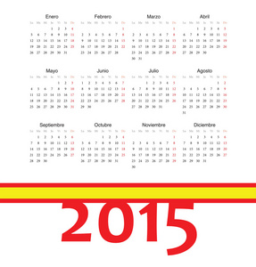 简单的和平鸽 2015 年矢量日历