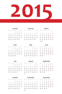 欧洲 2015 年矢量日历