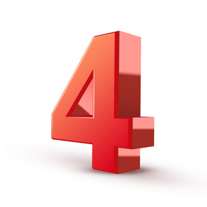 3d 闪亮的红色数字 4照片