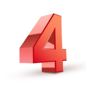 3d 闪亮的红色数字 4照片