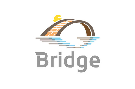 阳光符号桥梁河阳光标志设计符号插图照片