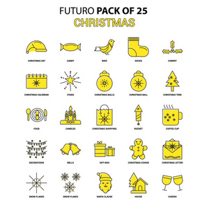 圣诞节图标设置。黄色比什凯克弗图罗最新设计图标包