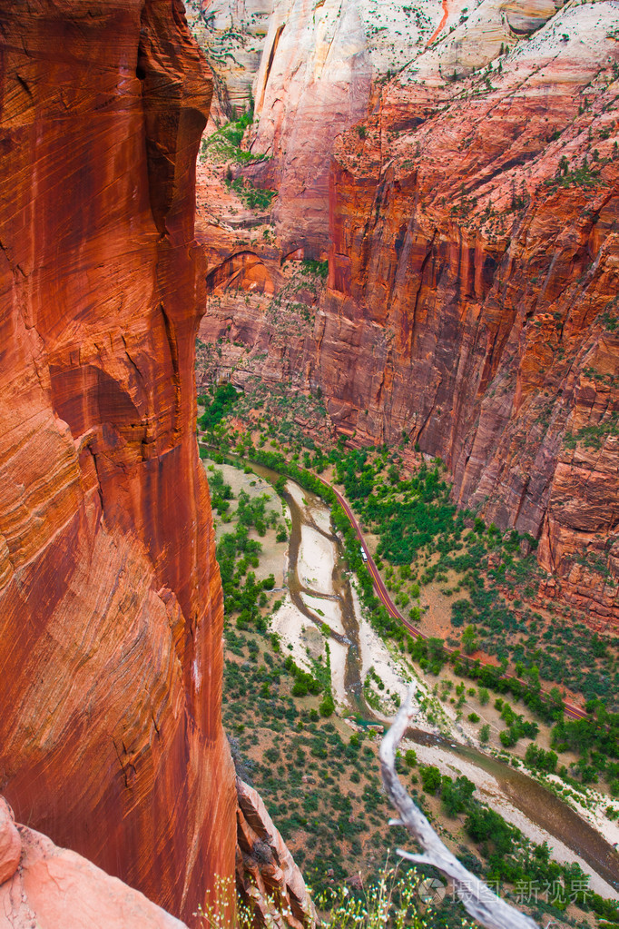 在锡安国家公园犹他州美国的红色岩石峭壁