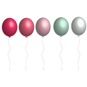3d 逼真的矢量氦气球在柔和的颜色为生日, 党卡片隔绝了