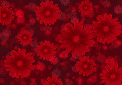 与红色花朵抽象背景