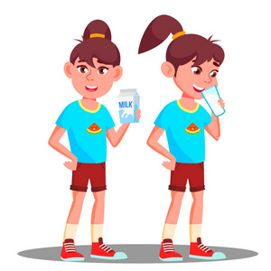 喝牛奶卡通图片