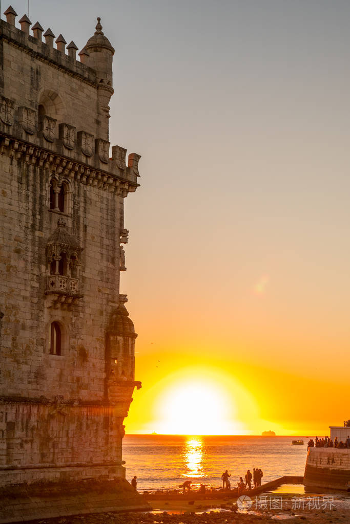 里斯本, 葡萄牙在贝伦杜帕拉塔上, 在令人惊叹的日落景色