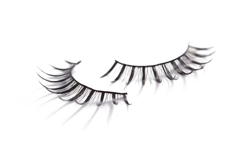 在白色的假睫毛照片