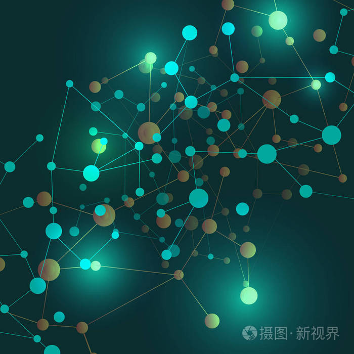 绿色背景下的抽象技术网络概念