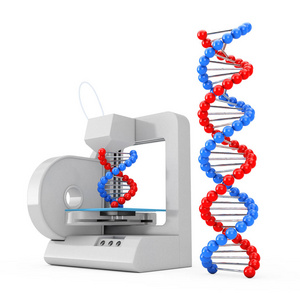 3d 打印机打印新的 Dna 分子。3d 渲染