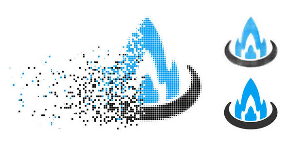 分解像素化半色调火灾位置图标