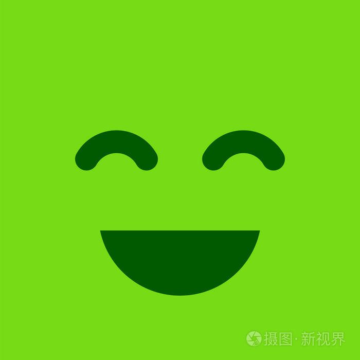 快乐绿色广场笑脸按钮积极的情感和满意的标志向量例证