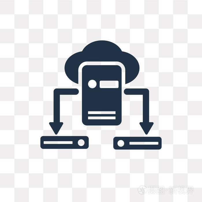 云服务器矢量图标隔离在透明背景下, 云服务器透明度概念可用于 web