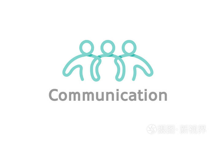 创意三人剪影会议标志设计社区符号插图