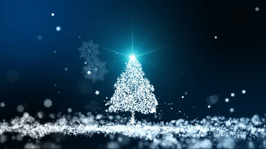 粒子与光 b 融合成圣诞树形状