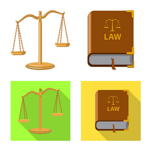 独立的法律对象和律师图标。收集法律和正义的载体图标股票