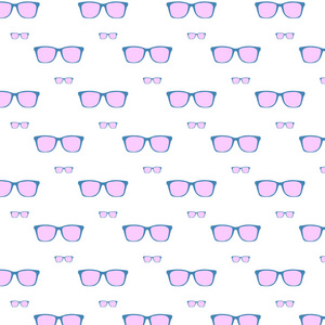 白色背景饰品上有粉红色蓝色眼镜的时髦图案