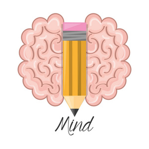 大脑和铅笔象征着创造力