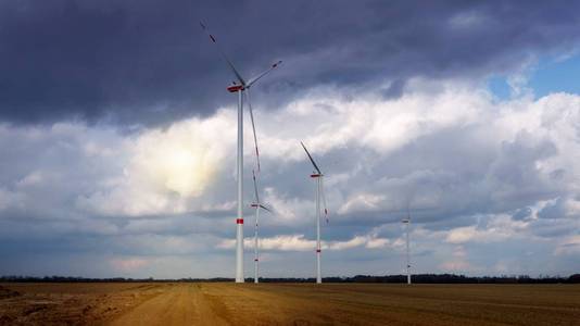 风车.风能。风力涡轮机。风力发电机组生态电