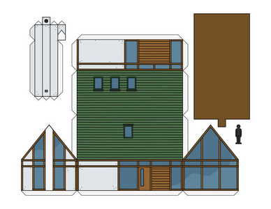 现代设计住宅的纸质模型