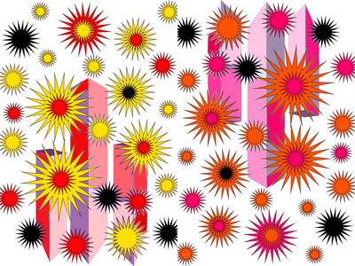 炫彩抽象设计粉色黄色红色和黑色在普通的白色背景