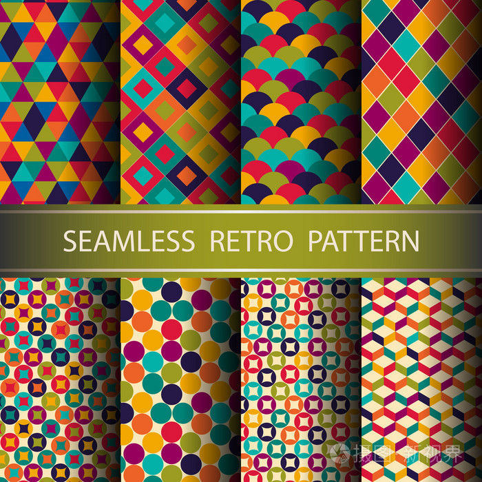 抽象复古几何无缝图案