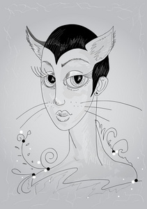 简单猫女图片-简单猫女素材-简单猫女插画-摄图新视界
