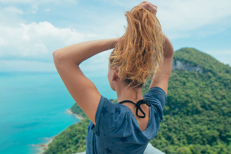 女孩夏天海快乐, 年轻, 生活方式, 假期, 海, 旅行, 假日, 模型