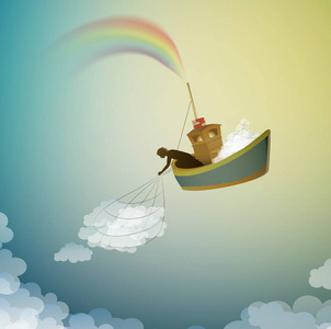 云守护者, 创造彩虹捕捉云, 魔术船在梦境中, 场景从仙境