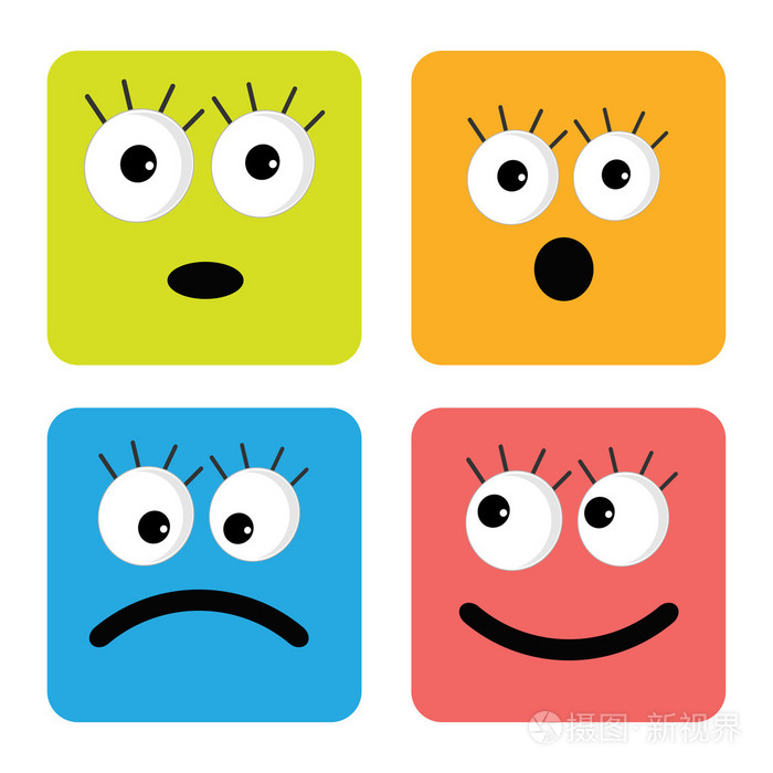 可爱的滑稽面孔情绪一套