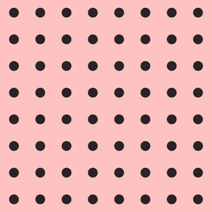 无缝圆点图案。粉红色的背景上的黑点。矢量图