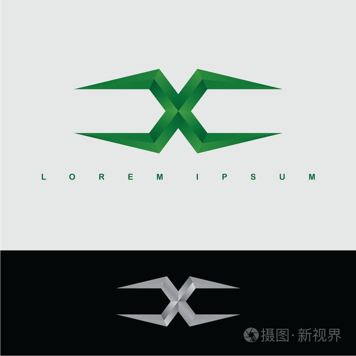 字母x 标志.矢量插图