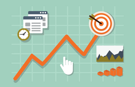 web 分析信息和发展网站统计平面向量插图照片