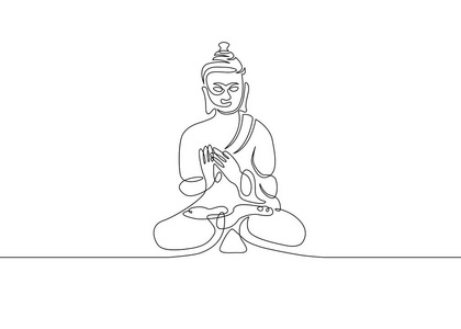 地藏王菩薩一条连续的线被绘的菩萨插画