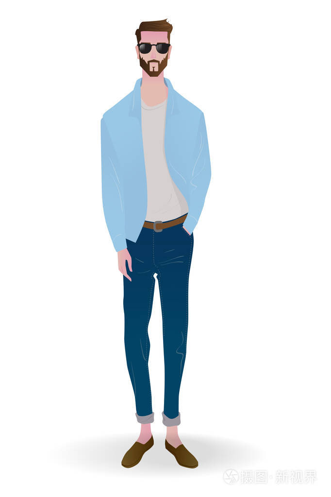 卡通现实主义的人 illustartion.平的年轻人