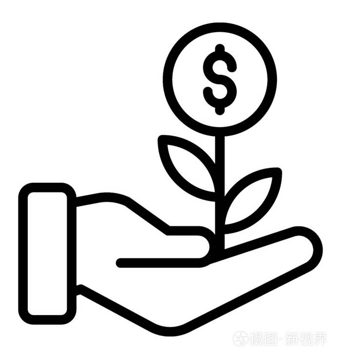 用美元硬币表示经济增长矢量图标的植物插画-正版商用图片071d95-摄图