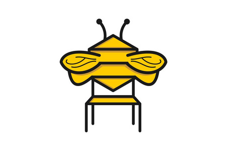 长凳和蜜蜂标志设计灵感被隔绝在白色背景上