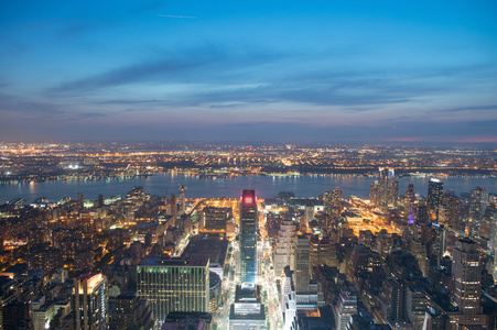 曼哈顿的摩天大楼纽约城美丽鸟瞰图