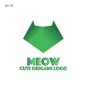 有趣的标志 catlogo 折纸风格的商业动物设计