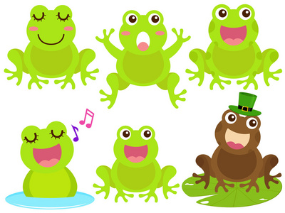可爱矢量图标多彩主题 青蛙在池塘里