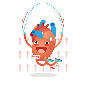 微笑的心脏字符跳跃的媒介例证, 高心率概念照片