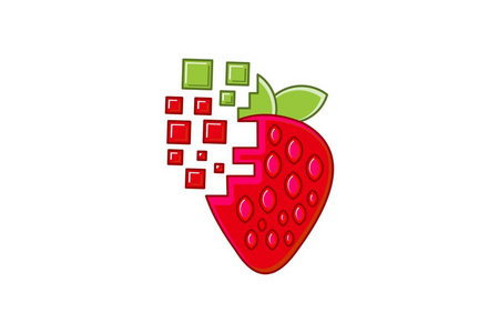 草莓数码标志设计灵感被隔绝在白色背景上