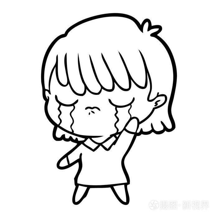 卡通女性哭泣的媒介例证