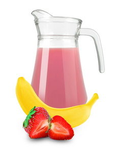 新鲜香蕉草莓汁