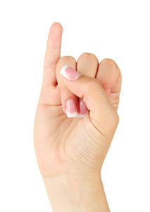 手指在美国手语 Asl 字母的拼写。字母 I