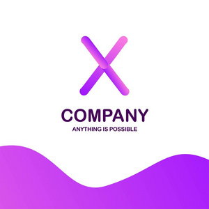 X 公司徽标设计与紫色主题向量