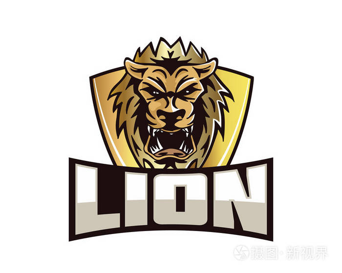 现代动物体育队标志徽章例证, 狮子