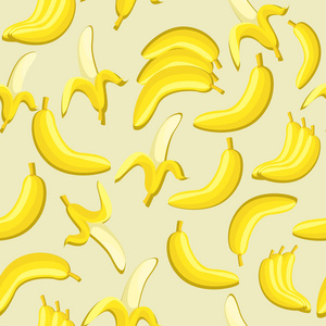 无缝黄香蕉背景, 矢量插图