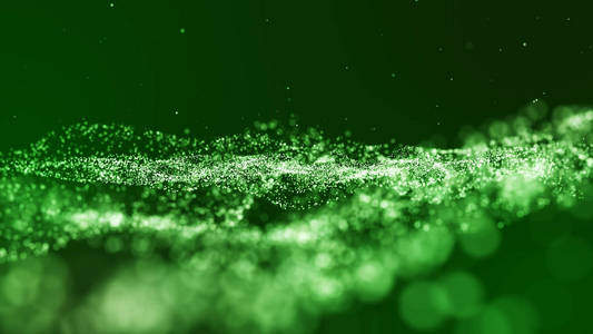 深绿色和辉光尘埃粒子抽象背景照片